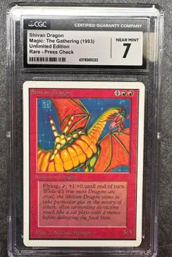 MTG Shivan Dragon Unlimited Factory Cut Make ready CGC near mint 1 of 1 - Image 1