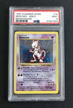 PSA 9 Mint 1999 Mewtwo Holo Shadowless Base Set Pokemon Card 10/102 - Image 1