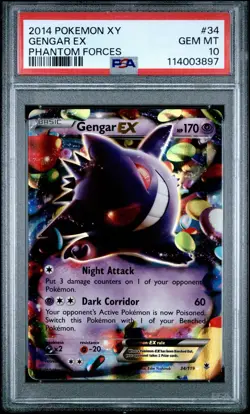 Pokemon Gengar EX TCG Card Phantom Forces Ultra Rare Holo PSA 10 - Image 1