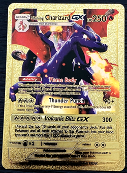 Charizard GX Stage 2 Premium Gold Foil Fan Art Vinyl Textured Pokemon Card - Image 1