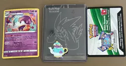 Pokemon: Polteageist SWSH081 Promo Card w/ Pin/ Shining Fates Mad Party Code +++ - Image 1