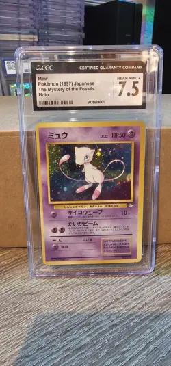 Pokemon Mew TCG Holo Rare Card #151 1997 Fossil Vintage CGC 7.5 Near Mint + - Image 1
