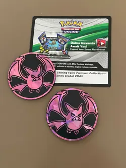 Pokemon: Shining Fates Premium Collection Shiny Crobat VMAX 2 Code Cards/ Coins - Image 1