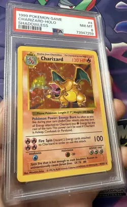Rare 1999 Pokemon Game Shadowless # 4 Charizard Holo PSA 8 Card NM-MINT BASE SET - Image 3