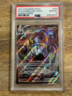 GRADED PSA 10 2021 Pokemon SWSH FA/Chandelure VMax Fusion Strike #040 - Image 1