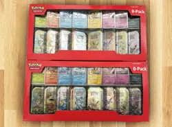 x2 Pokemon TCG Scarlet & Violet Prismatic Evolutions Mini Tins 8 Pack w/ Promo - Image 1