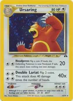 Pokemon TCG - Ursaring - 15/75 - Rare - Holo - Neo Discovery [Lightly Played] - Image 1