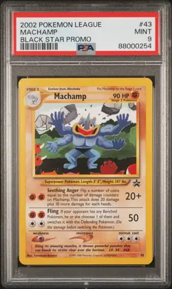 2002 Pokemon Black Star Promo Machamp #43 PSA 9 - Image 1
