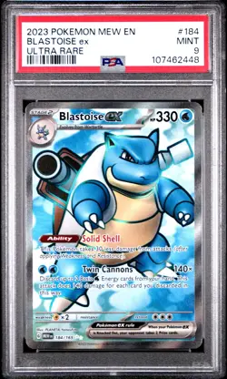2023 POKEMON MEW EN-151 ULTRA RARE #184 BLASTOISE EX PSA 9 - Image 1