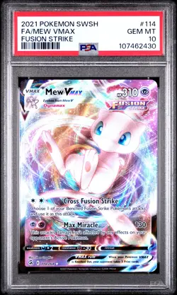 2021 POKEMON SWORD & SHIELD FUSION STRIKE #114 FULL ART/MEW VMAX PSA 10 - Image 1