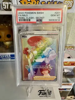 Milo 201/192 2020 Pokemon SWSH FA/Milo Rebel Clash - Secret PSA Gem MT 10 - Image 1