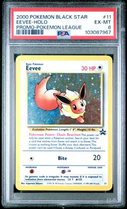2000 POKEMON PROMO BLACK STAR POKEMON LEAGUE #11 EEVEE-HOLO PSA 6 - Image 1