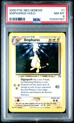 2000 POKEMON NEO GENESIS #1 AMPHAROS-HOLO PSA 8 - Image 1