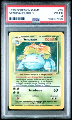 1999 POKEMON BASE SET UNLIMITED #15 VENUSAUR-HOLO PSA 4 - Image 1