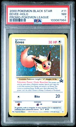 2000 POKEMON PROMO BLACK STAR POKEMON LEAGUE #11 EEVEE-HOLO PSA 7 - Image 1