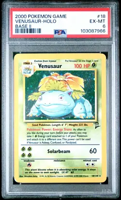 2000 POKEMON BASE SET 2 #18 VENUSAUR-HOLO PSA 6 - Image 1