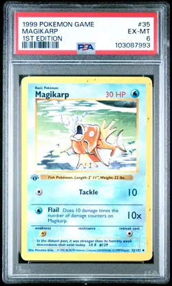 1999 POKEMON BASE SET 1ST EDITION #35 MAGIKARP PSA 6 - Image 1