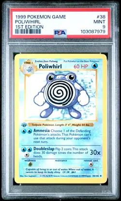 1999 POKEMON BASE SET 1ST EDITION#38 POLIWHIRL PSA 9 - Image 1