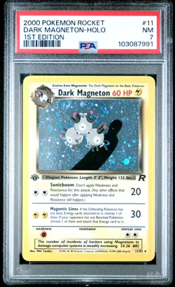 2000 POKEMON ROCKET 1ST ED #11 DARK MAGNETON-HOLO PSA 7 - Image 1