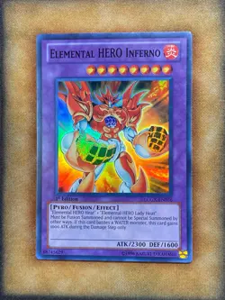 Yugioh Elemental HERO Inferno LCGX-EN076 Super Rare 1st Ed NM - Image 1