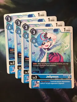 4x Jellymon BT13-023 Versus Royal Knights Common Digimon Card Game NM Playset - Image 1