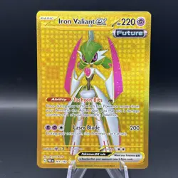 Pokemon TCG Iron Valiant EX Hyper Rare Gold Full Art Card 261/182 Paradox Rift - Image 1