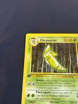 1st Edition FRENCH Metapod 54/102 Base Set - Common Pokemon Card played - Image 2