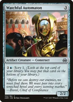 Watchful Automaton 182 AER MTG Deschamps Scry Construct Artifact Creature 2017 - Image 1