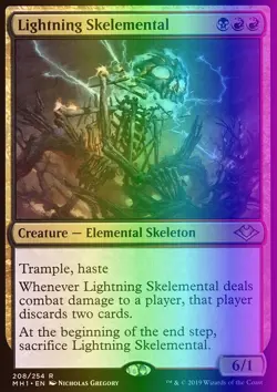 MTG Magic the Gathering Lightning Skelemental (208/404) Modern Horizons LP FOIL - Image 1