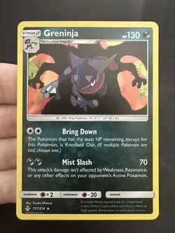 Pokemon TCG - Greninja Holo Rare 117/214 - Sun & Moon Unbroken Bonds - NM - Image 1