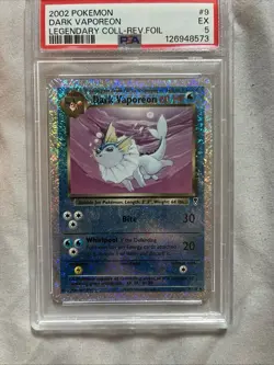 Pokemon 2002 Legendary Collection Dark Vaporeon -REV .FOIL Grade 5 PSA - Image 1