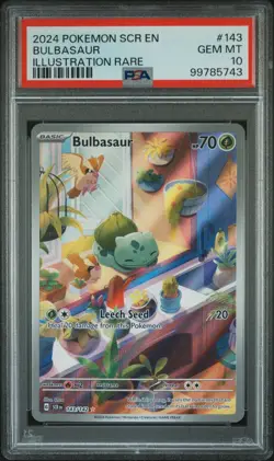 2024 POKEMON SCR EN-STELLAR CROWN ILLUSTRATION RARE #143 BULBASAUR PSA 10 - Image 1