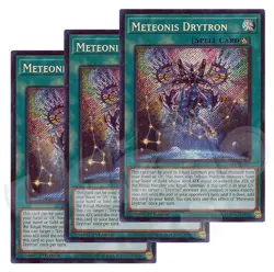 Yugioh Meteonis Drytron x 3 - 1st Edition Secret Rare NM - Free Holo Card - Image 1