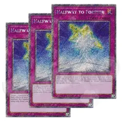 Yugioh Halfway to Forever x 3 - 1st Platinum Secret Rare NM - Free Holo Card - Image 1