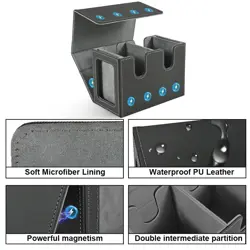 Dual-Commander MTG Magnetic Deck Box 140+ Card Capacity Twin Display Dice Tray - Image 4