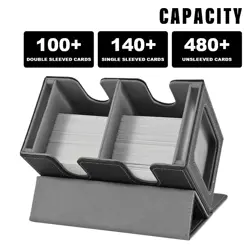 Dual-Commander MTG Magnetic Deck Box 140+ Card Capacity Twin Display Dice Tray - Image 5