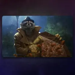 Buff Raccoon Dealer Meme MTG Playmat - XXL Funny Trading Card Desk Mat - Image 2