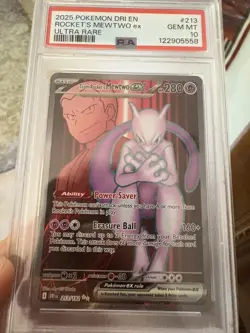 2025 POKEMON DRI EN-DESTINED RIVALS ULTRA RARE TEAM ROCKET'S MEWTWO EX PSA 10 - Image 3