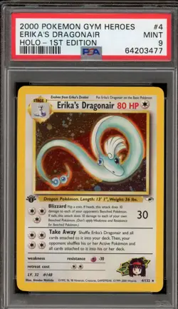 Pokemon Erika's Dragonair Gym Heroes 1st Edition Holo Rare #4 PSA 9 Mint - Image 1