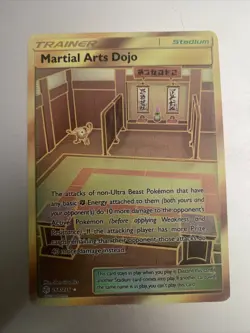 Martial Arts Dojo 268/236 Gold Secret Rare - 2019 Pokemon Cosmic Eclipse LP - Image 1