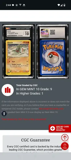 (Pop 9) CGC 10 GEM MINT - 2003 Pokemon ex Sandstorm 28/100 Anorith Card - Image 4