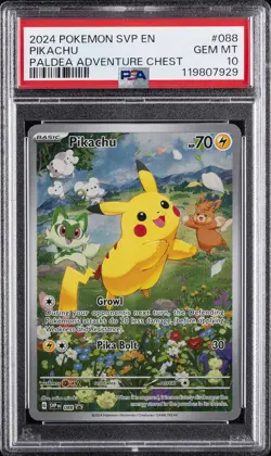 2024 POKEMON SVP EN-SV BLACK STAR PROMO PALDEA ADVENTURE CHEST PIKACHU PSA 10 - Image 1