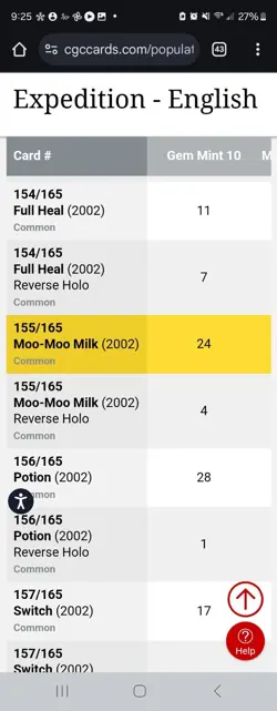 (POP 24) CGC 10 GEM MINT Moo-Moo Milk Trainer 155/165 Expedition Pokemon Card - Image 4