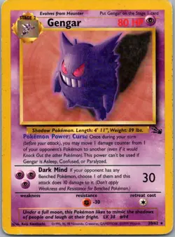 Pokemon TCG Gengar 20/62 Fossil HP - Image 1