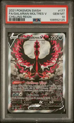 2021 POKEMON SWORD & SHIELD CHILLING REIGN FULL ART/GALARIAN MOLTRES V PSA 10 - Image 1
