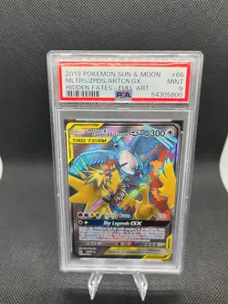 Pokemon TCG Hidden Fates Mint Moltres Zapdos Articuno GX 66/68 Full Art PSA 9 - Image 1