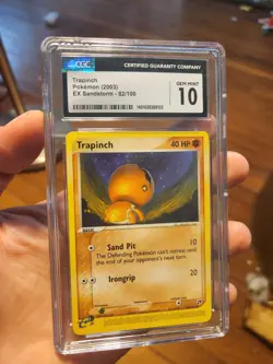 (POP 19) CGC 10 GEM MINT 2003 Pokemon Ex Sandstorm 82/100 Trapinch Card - Image 2