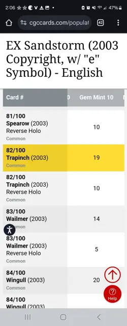 (POP 19) CGC 10 GEM MINT 2003 Pokemon Ex Sandstorm 82/100 Trapinch Card - Image 4
