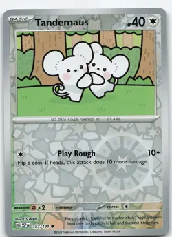 Tandemaus 157/191 Common Reverse Holo SV08: Surging Sparks NM Pokemon - Image 1