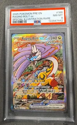 POKEMON CARD RAGING BOLT EX 166 PRISMATIC EVOLUTIONS #166 SIR GRADED PSA 8 - Image 1